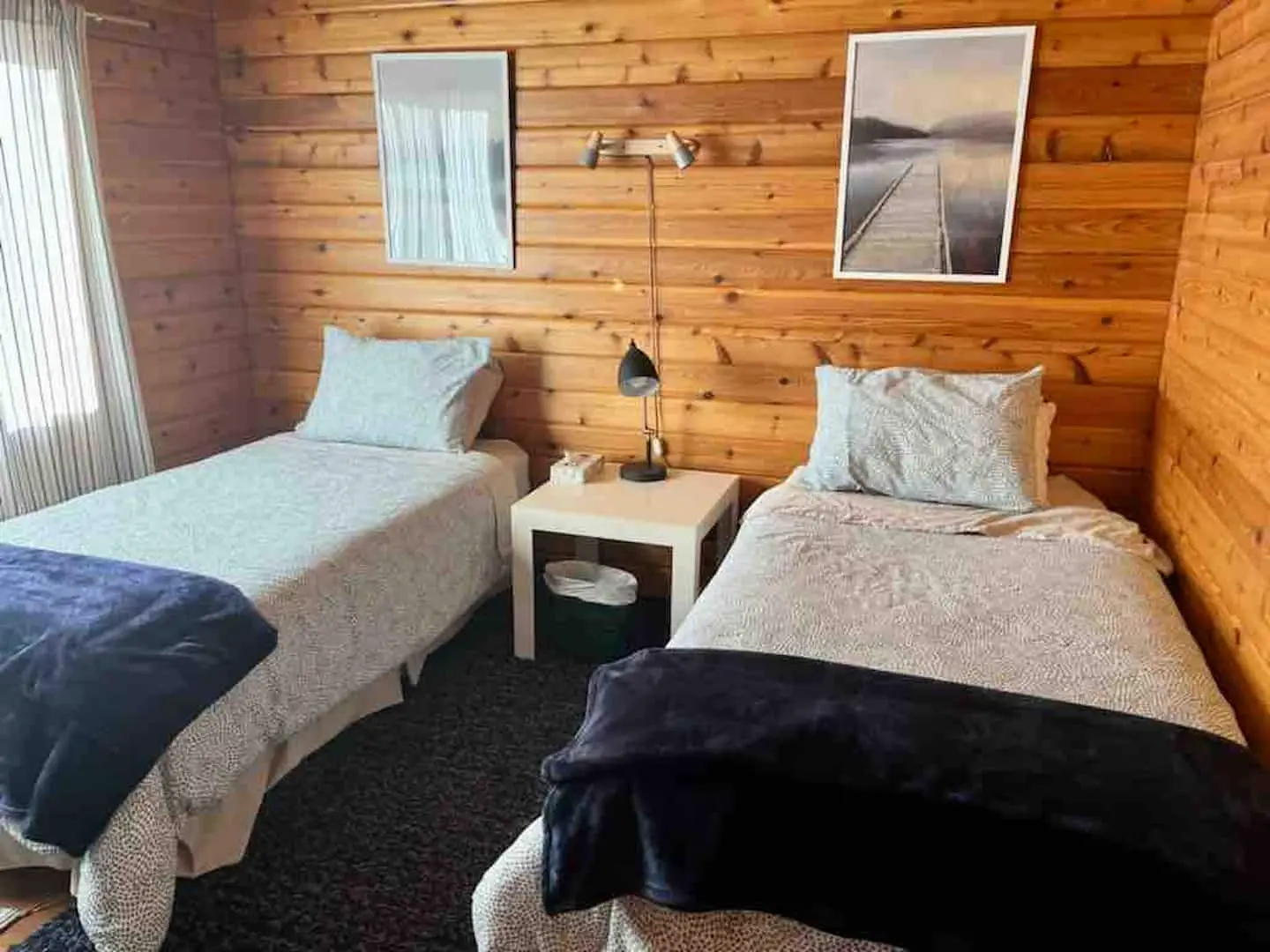Main-floor bedroom with two extra-long twin beds