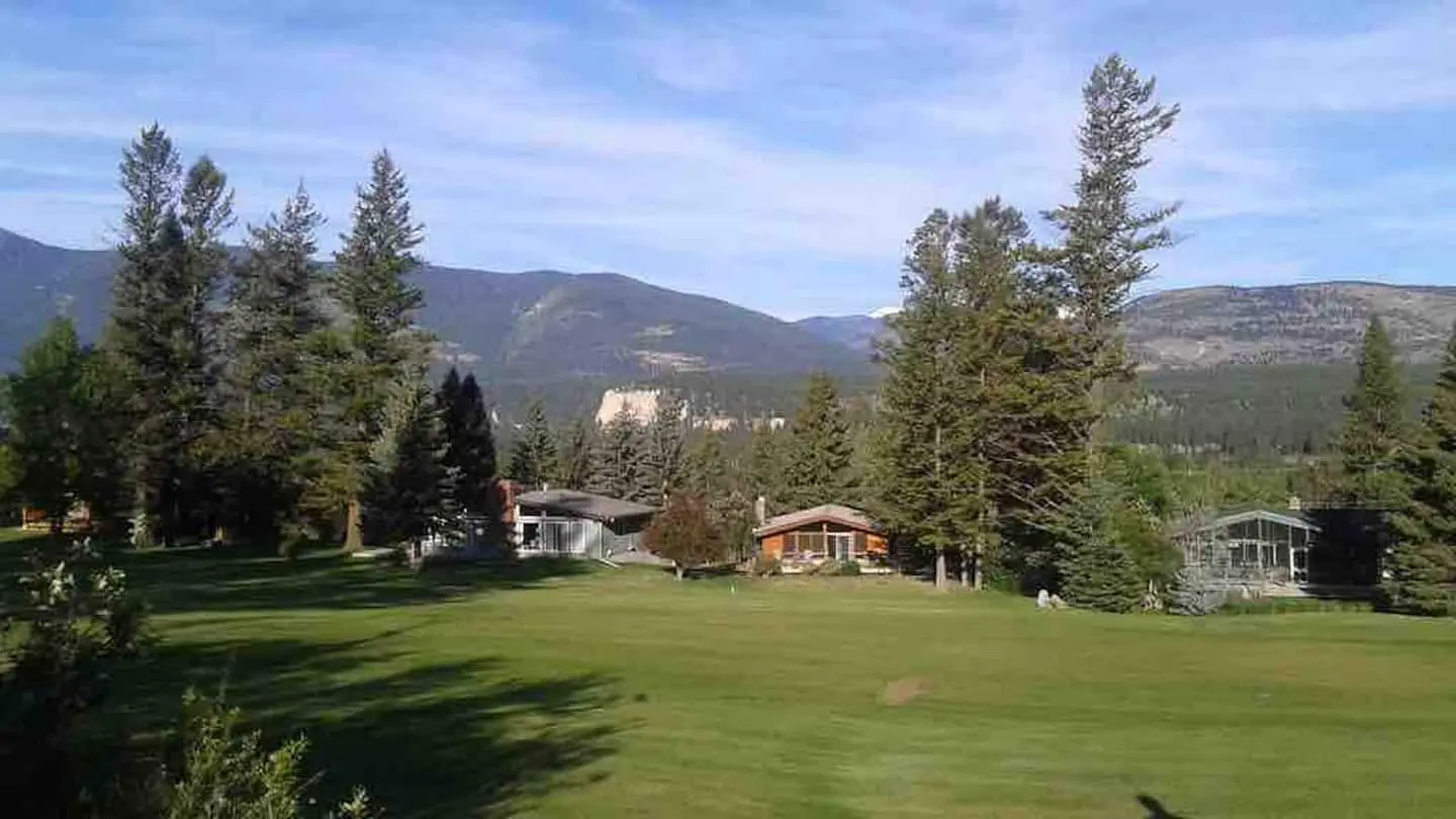 View across the lawn toward the mountains